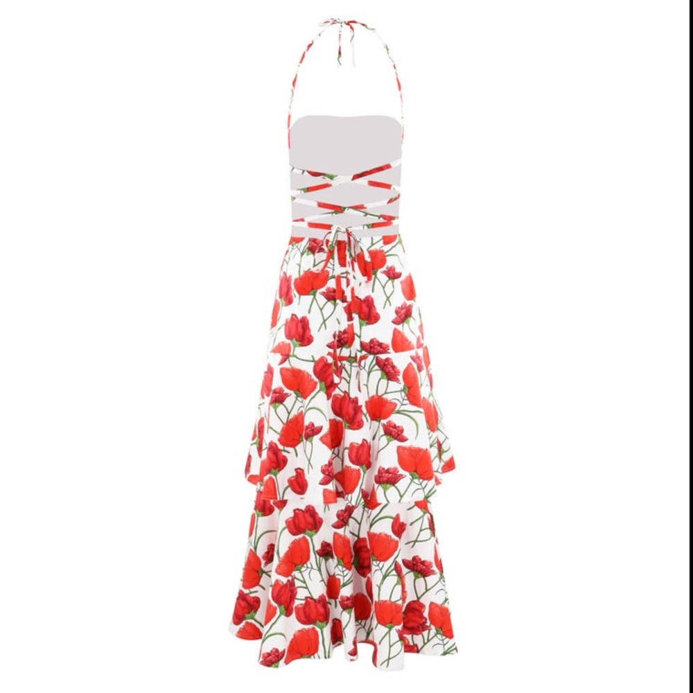 Millie Peonia Poplin Dress Red Multi - Picture 6 of 7